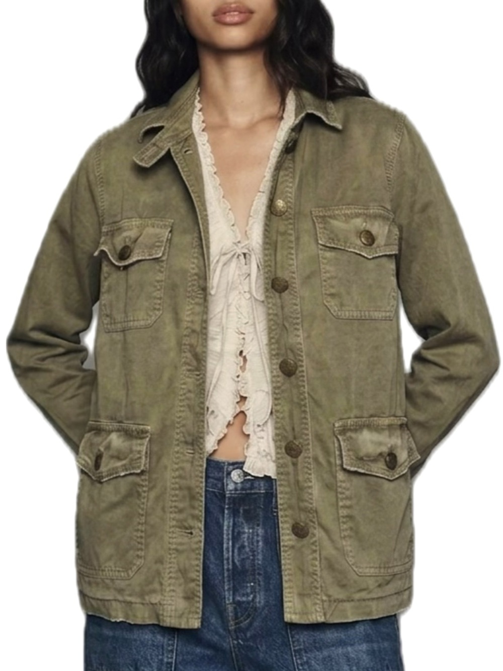 Current Elliott The Commander Shirt Jacket Womens Size 0 XS Vintage Military